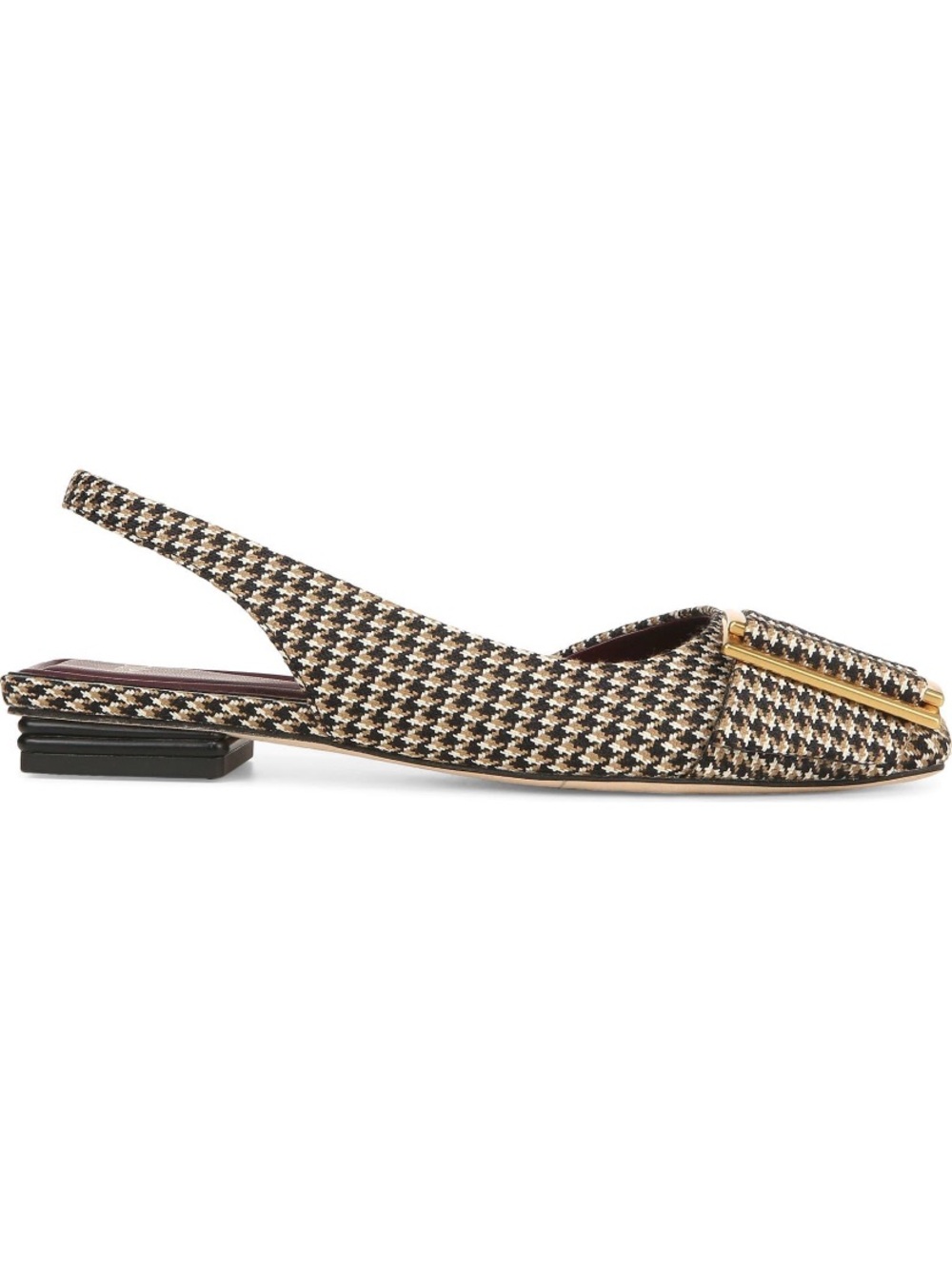 SARTO by Franco Sarto Houndstooth Tweed Slingback Flats Gold Buckle Size 8 - Picture 15 of 16